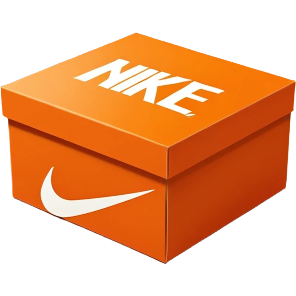 Nike shoe box, 3D look, bright orange, white Nike logo, subtle shadows emoji