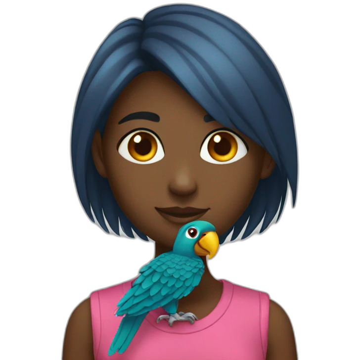 Girl- parrot- dark emoji