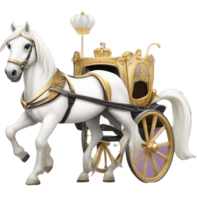 White horse with princess carriage  emoji