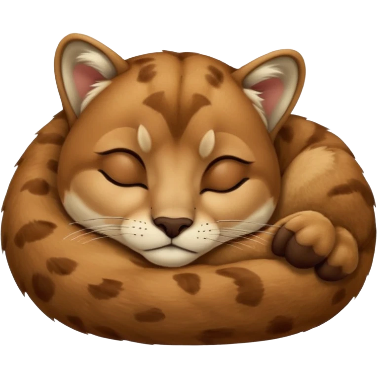 Cozy cougar sleeping emoji