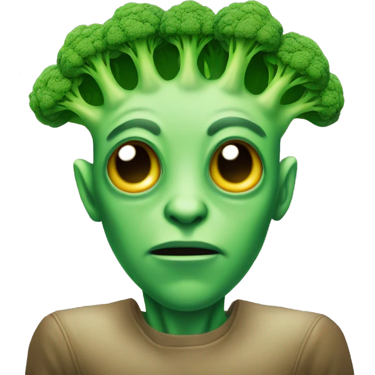 Alien with broccoli on his head emoji