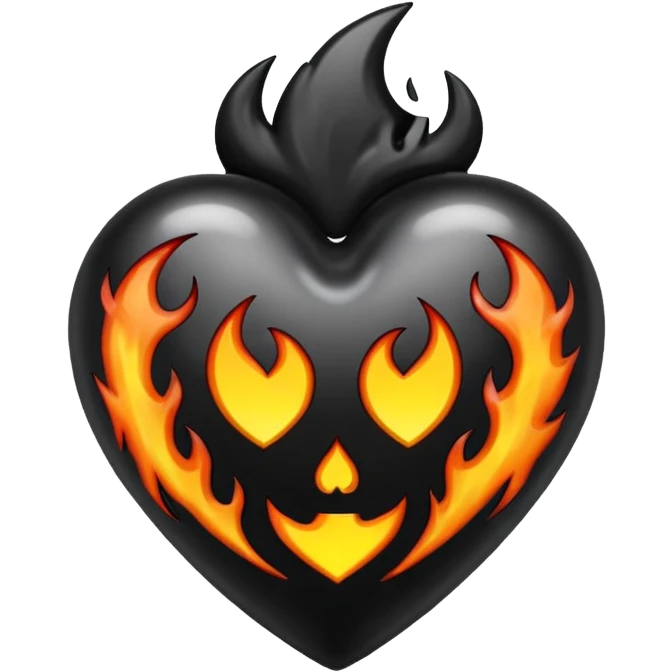 emo heart with black flames emoji