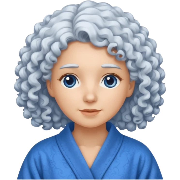  curly white haired woman in blue robe emoji