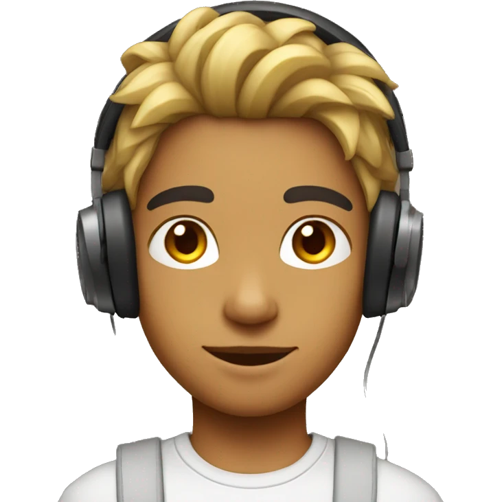 indian fair boy boy with mullet hairstyle and headphones emoji