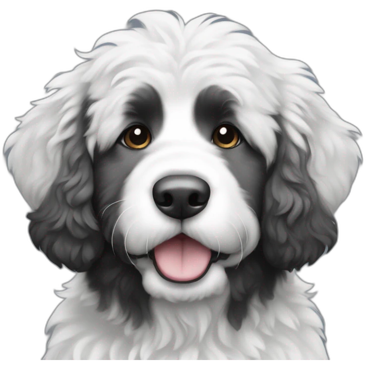 Monotone Black and white bernedoodle dog, no brown emoji