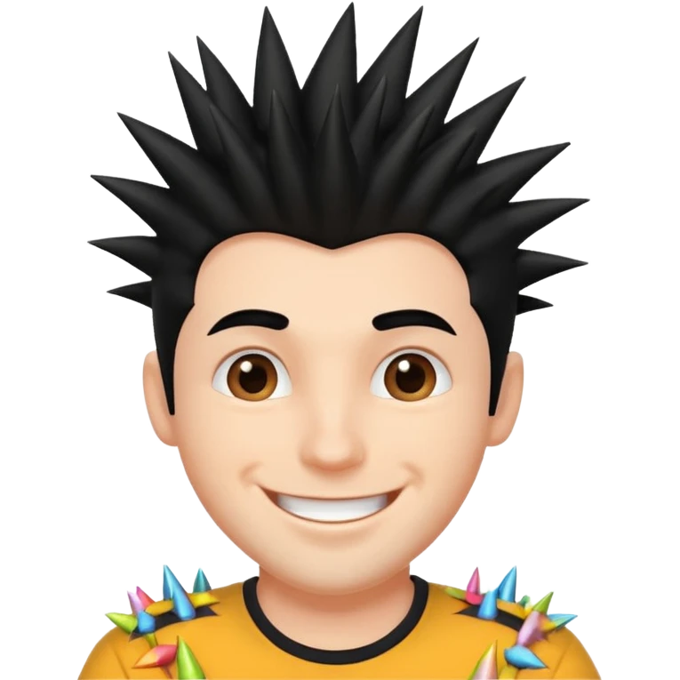 fat spiky haired happy man emoji