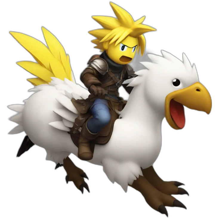 Cloud strife riding a chocobo emoji