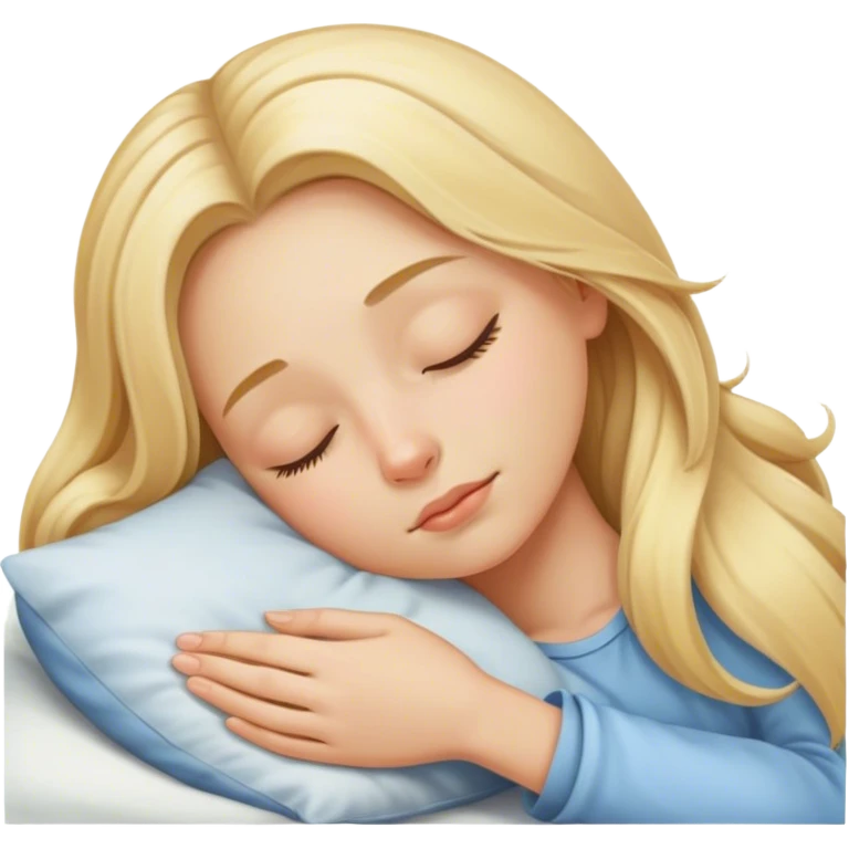 blonde girl with long hair sleeping emoji