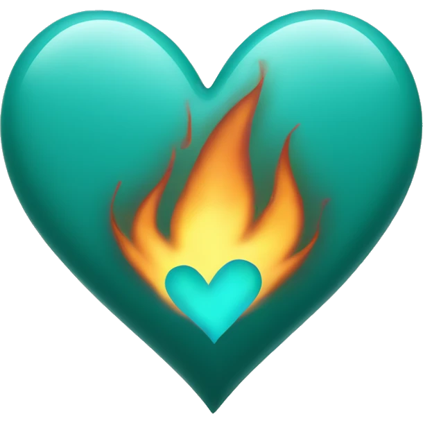 Teal heart with flames emoji