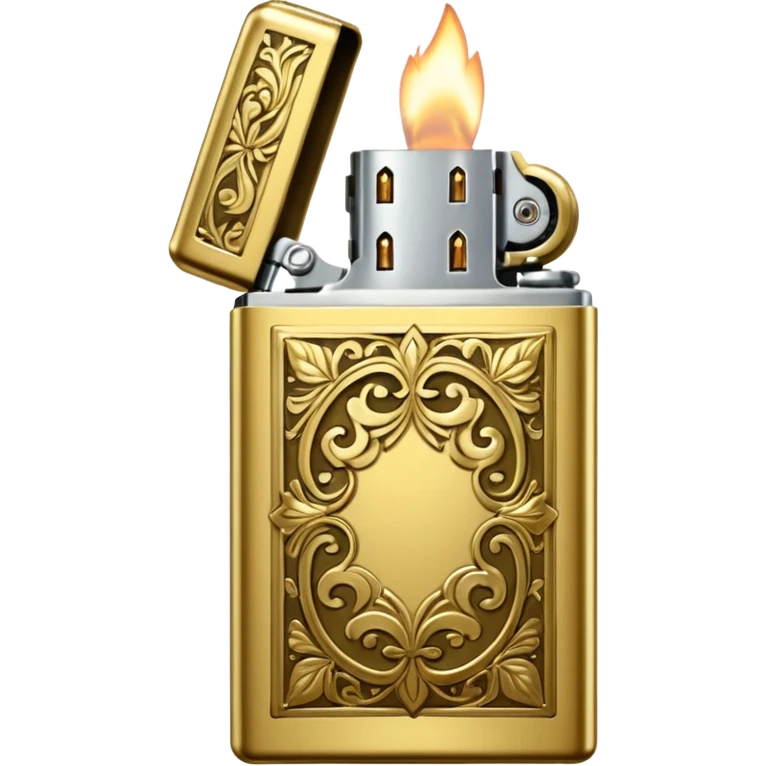 Vintage gold lighter from the Lighter and Princess drama, cinematic lighting, hyper-realistic emoji