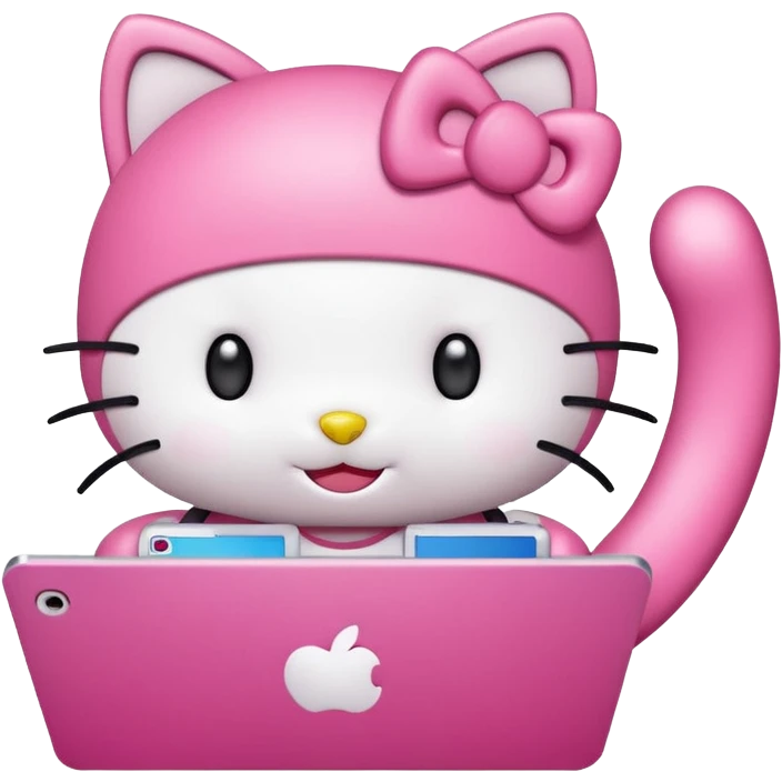 Hello Kitty character styled as a cute web browser with browser window elements and tabs emoji