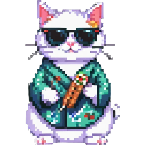cat with sunglasses eating sushi emoji
