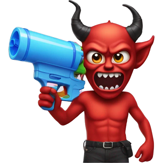 Devil with a water gun emoji