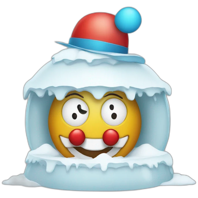 igloo with clown emoji
