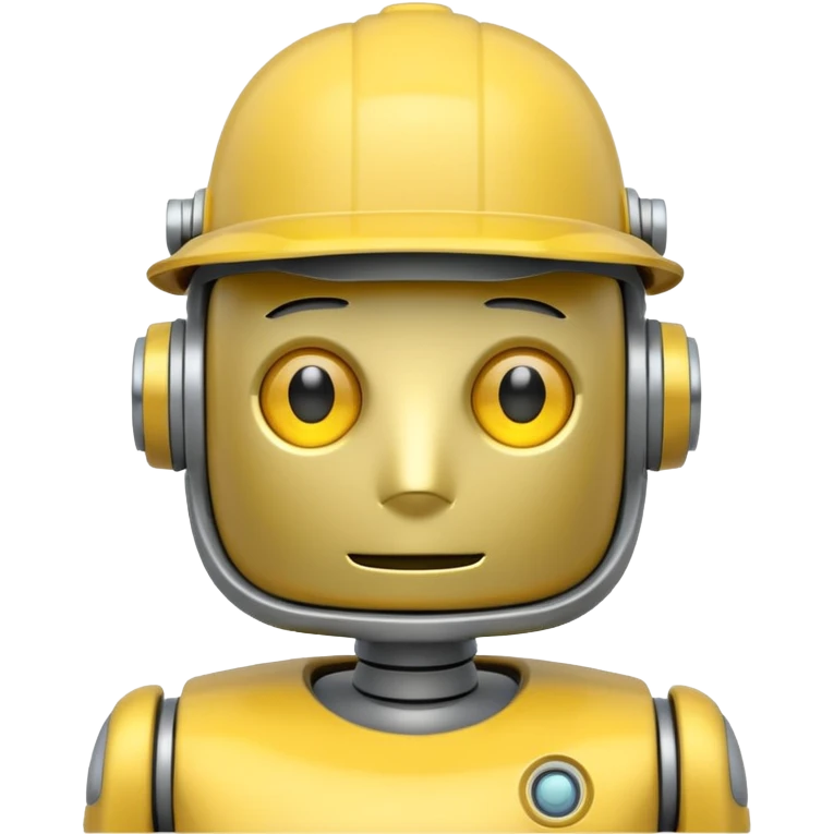grey robot with yellow hat emoji