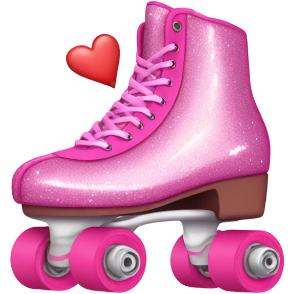 Pink glitter roller skates with hearts  emoji