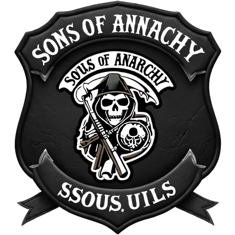 Sons of anarchy logo but to have a banner on top saying SOULS OF ANARCHY emoji