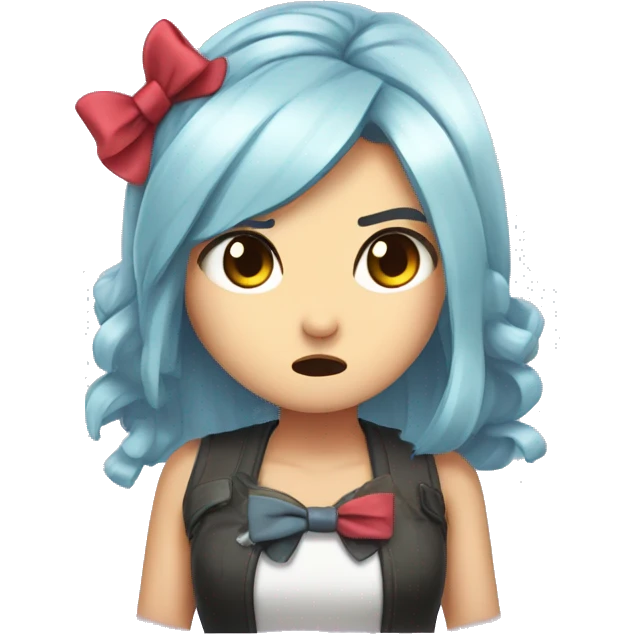 cute animted twitch emote kawaii girl wth a bow in er hair being angry emoji