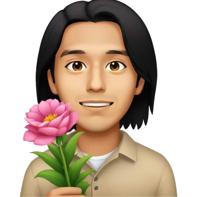 Guy holding flowers emoji
