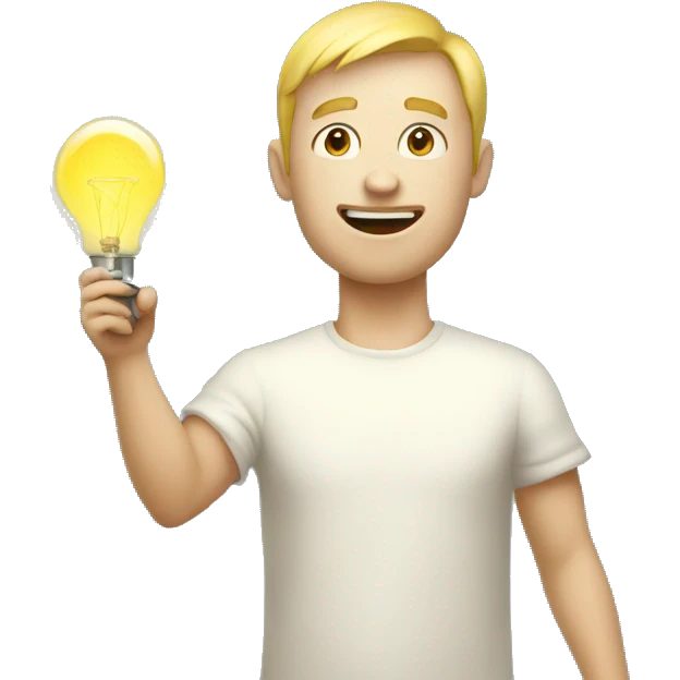 white skinned amazed man with lamp near head emoji