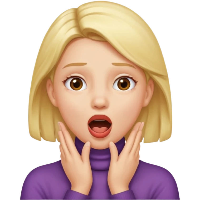 a girl with her hands on her neck and her mouth open emoji