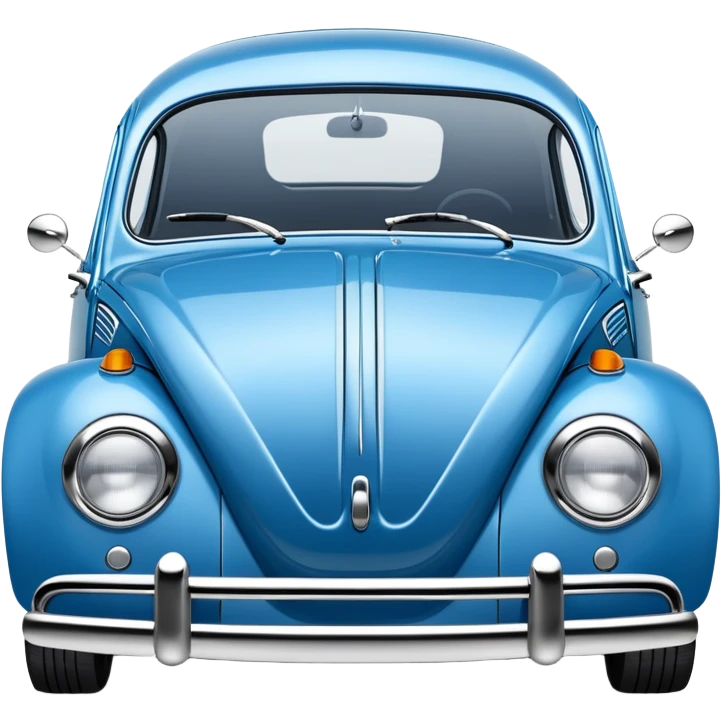 blue oval Fusca car front view emoji