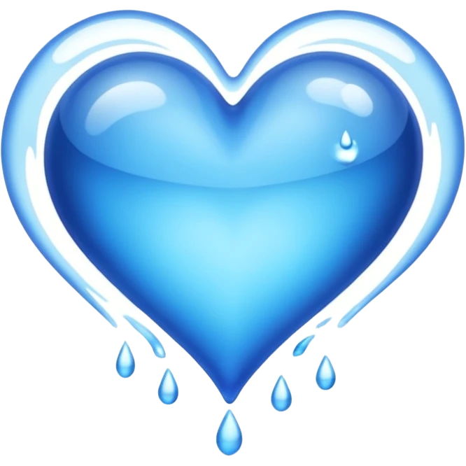 Emoji of blue heart inside water flowing emoji