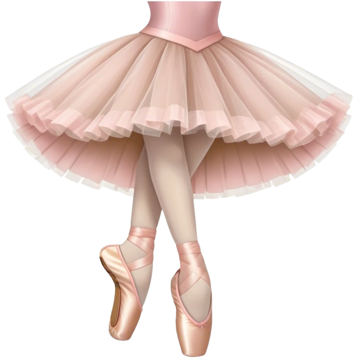 Humanless emoji for Ballet: close-up of key ballet attributes like a pair of pointe shoes, a tutu, and a ballet barre. The icon should capture the elegance and precision of ballet, with a focus on these iconic elements. Transparent background. emoji