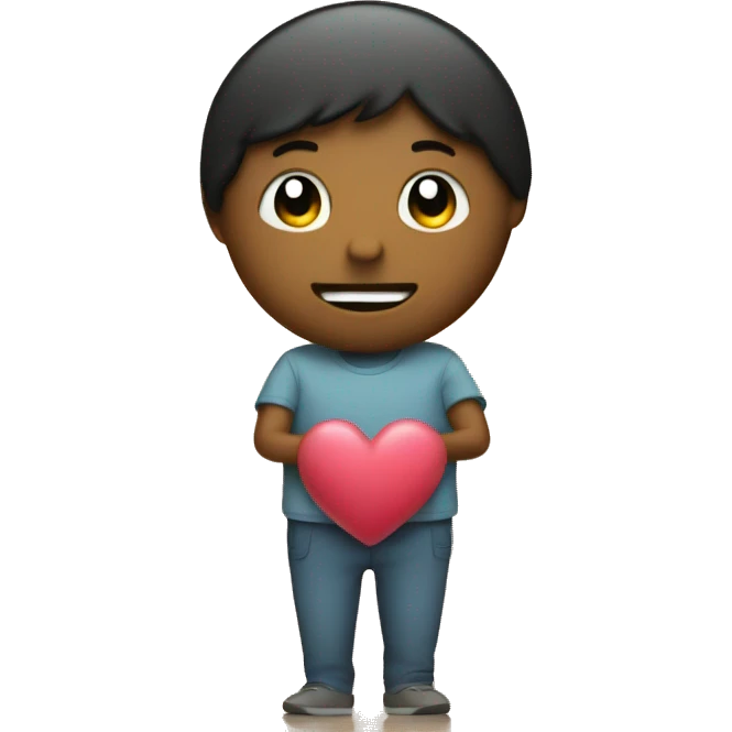 Emoji is touched and holding a heart emoji