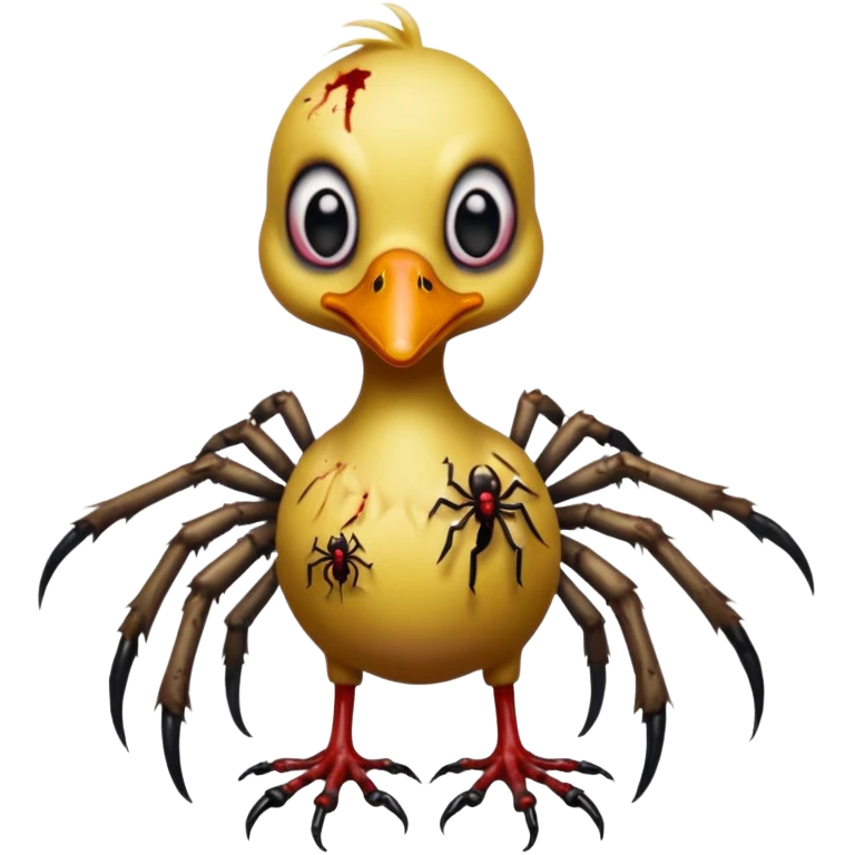 Zombie duckling with spider legs horror bloody eyes emoji