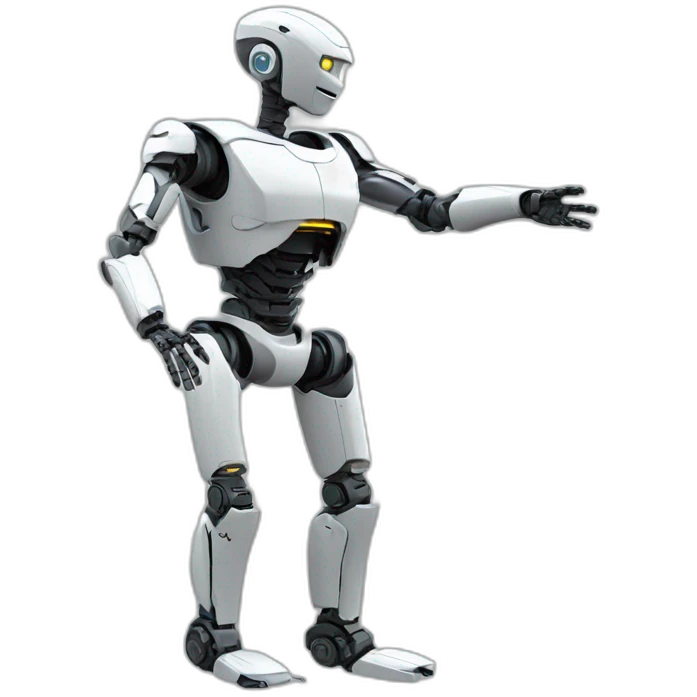 robot stretch left hand, chest Shot, lateral view emoji