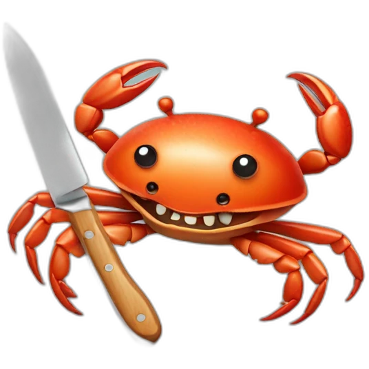 french crab holding a knife emoji