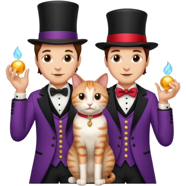 magician couple and their pet cat emoji