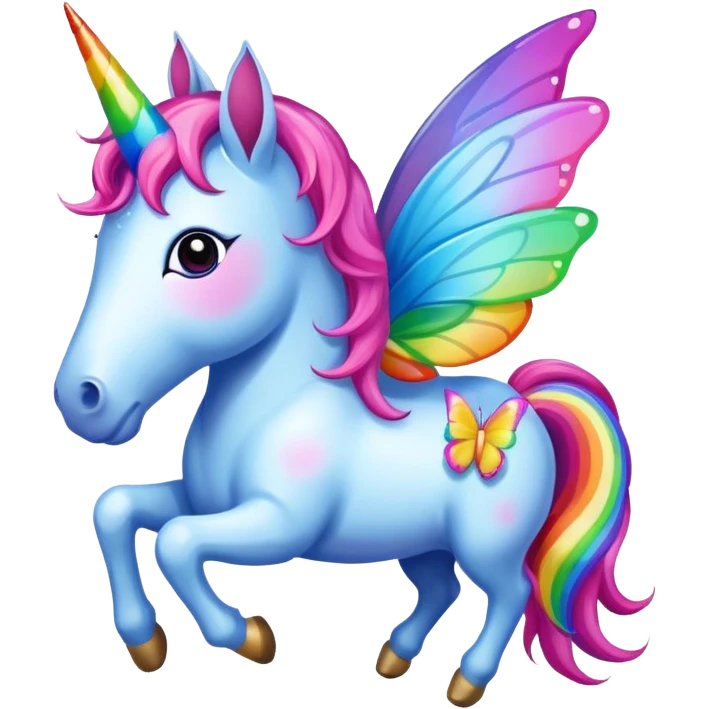 Butterfly with a unicorn with a rainbow  emoji