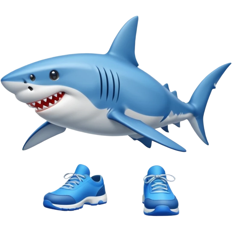 Shark with legs wearing blue shoes emoji