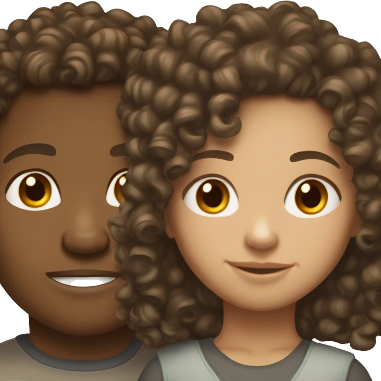 pretty brunette girl with lightskin curly hair boy just two  emoji