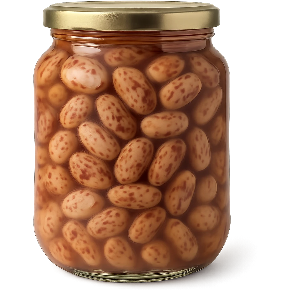 Realistic style jar of canned borlotti beans, natural details, no background. emoji