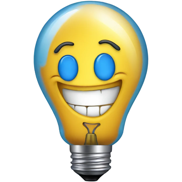 A blue bulb laughing emoji