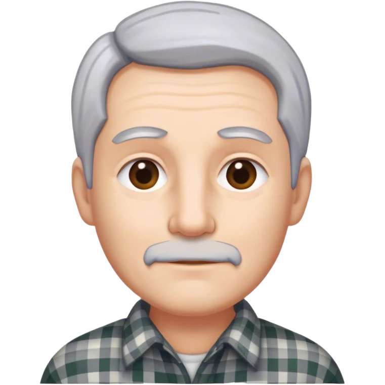 Grey hair plaid no mustache emoji