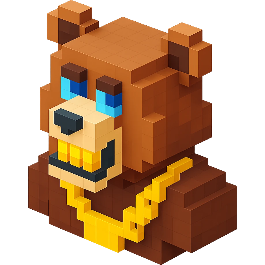 Russian grizzly bear with a rapper chain and gold teeth emoji
