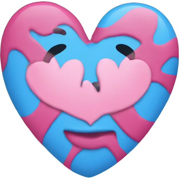 A half blue half pink heart emoji