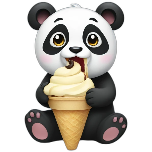 Panda eating ice cream emoji