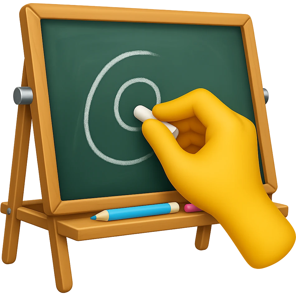 Add a hand drawing something on the classic wooden frame drawing board in emoji style, no background, vibrant and clear colors, simple and concise emoji look emoji