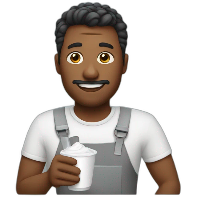 Man with cup of yogurt emoji