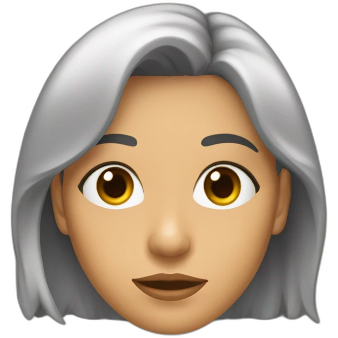 mujer pelo castaño hasta los hombros con anteojos cuadrados y ojos castaños emoji