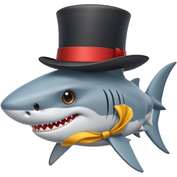 Shark with a top hat emoji