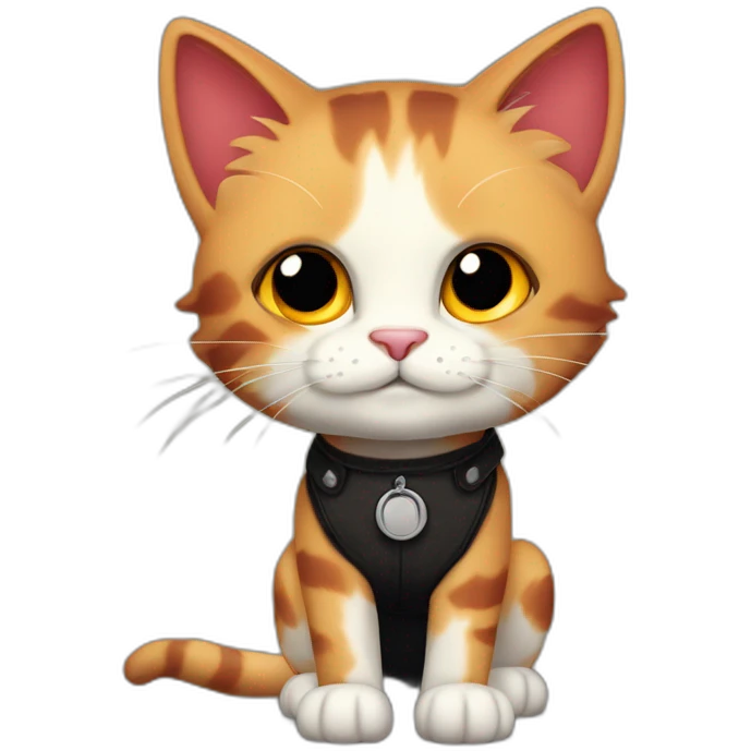 Halloween Meowscles is a buff anthropomorphic calico  cat  he has a shadow design with black  jeans and red crimson  eyes emoji