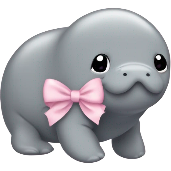 ￼￼manatee with pale pink bow emoji