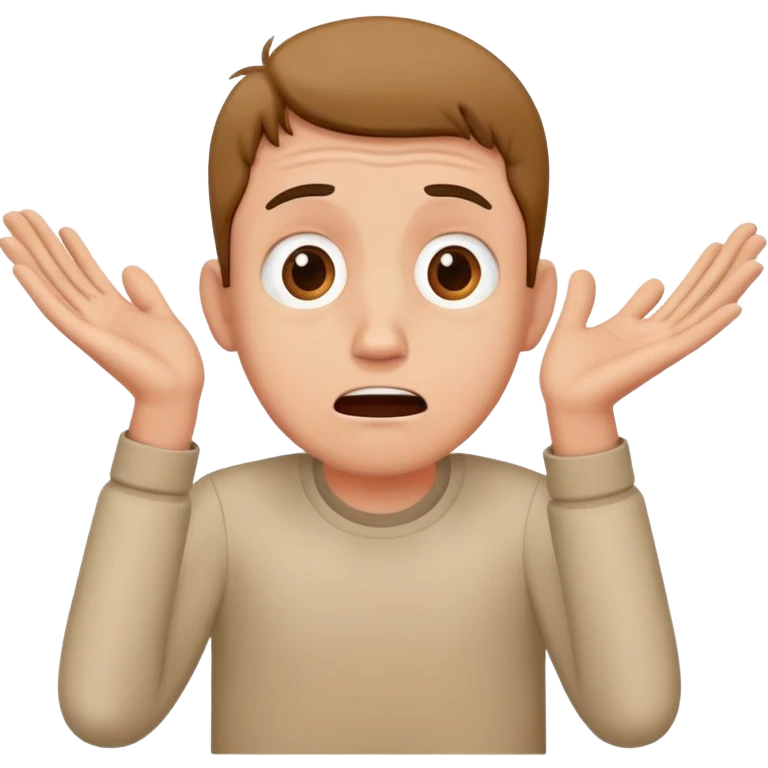 anxious man with hands outstretched in begging position with worried fearful expression emoji