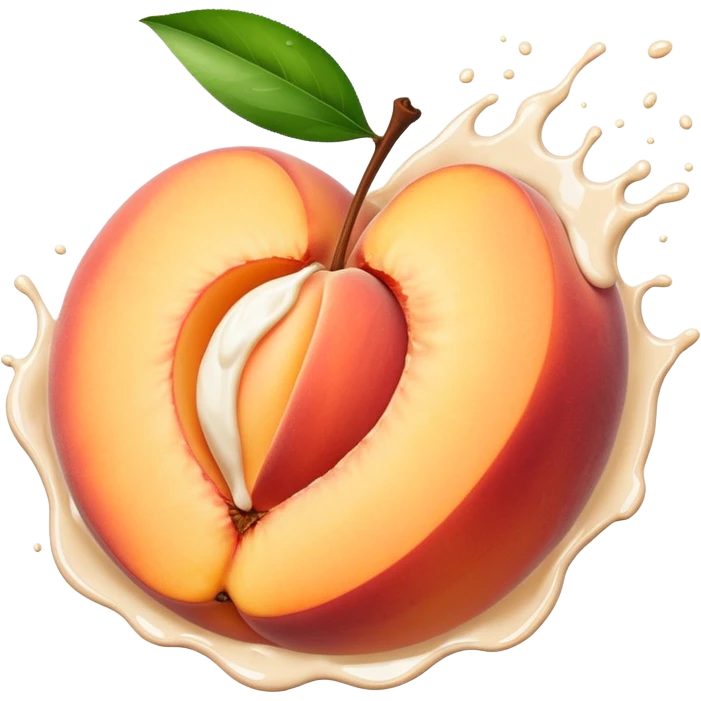 Peach with an opening with milk splatters emoji